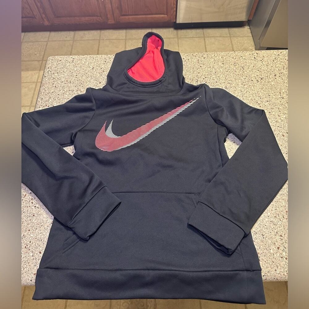 Nike Dri-Fit Girl’s XL (fits like woman’s s) black and pink scuba neck hoodie